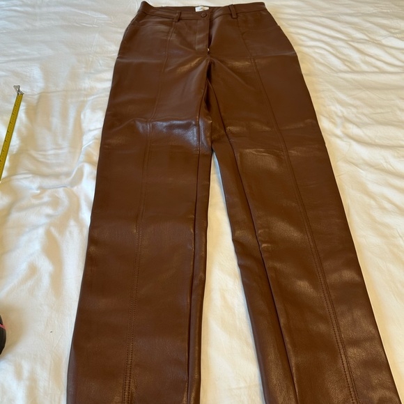 Wilfred Brown Vegan Leather Pants NWOT Size 8 - Picture 3 of 7